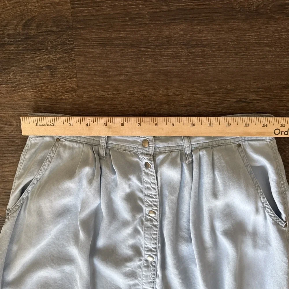 Pistola Skirt Womens Size M Blue Chambray Snap Baez Maxi Boho Indie Classic
